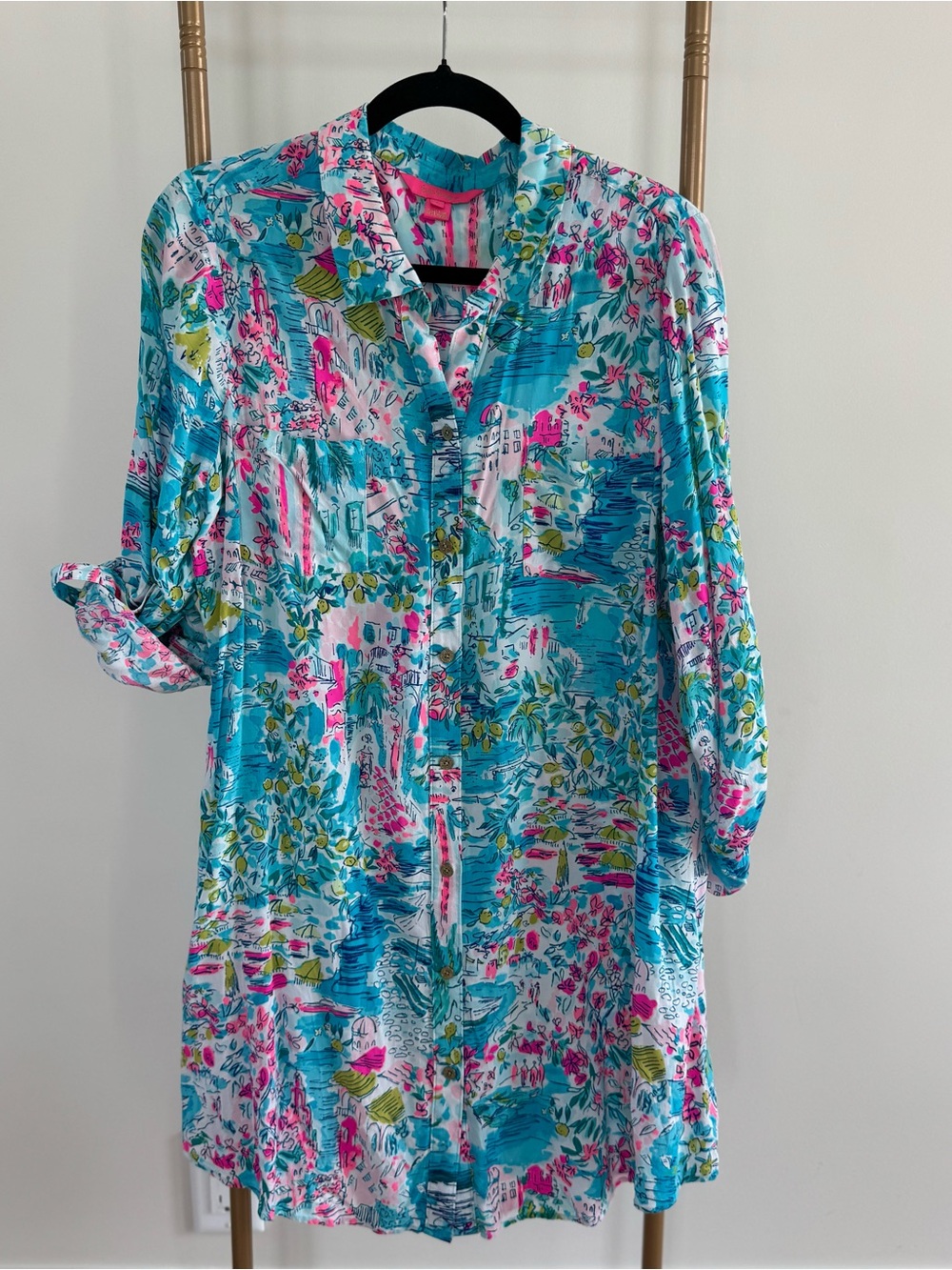 Lilly Pulitzer Turquoise Pink Floral Beach Coverup